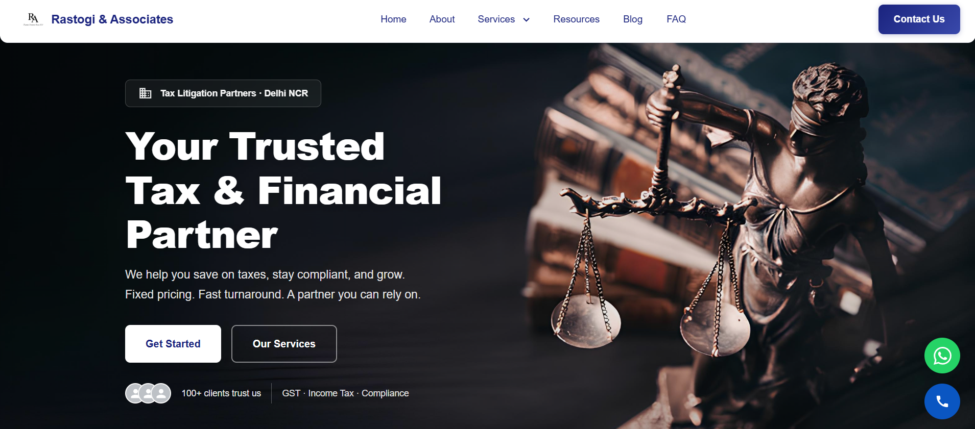 Professional Website For Established Taxation and Law Firm — Rastogi & Associates